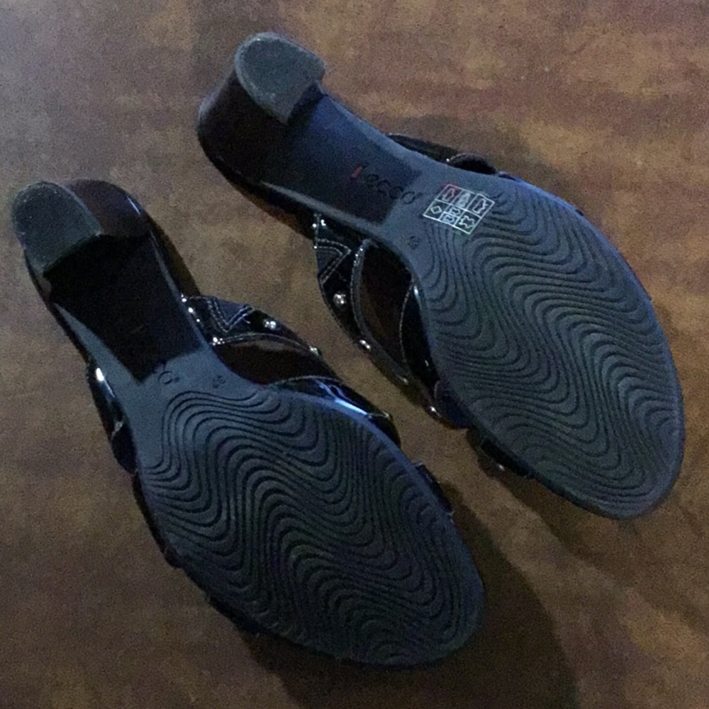 ECCO Black Patent‎ Leather Silver Stud Mules Edgy Grunge Y2K Size 37 - Picture 9 of 16